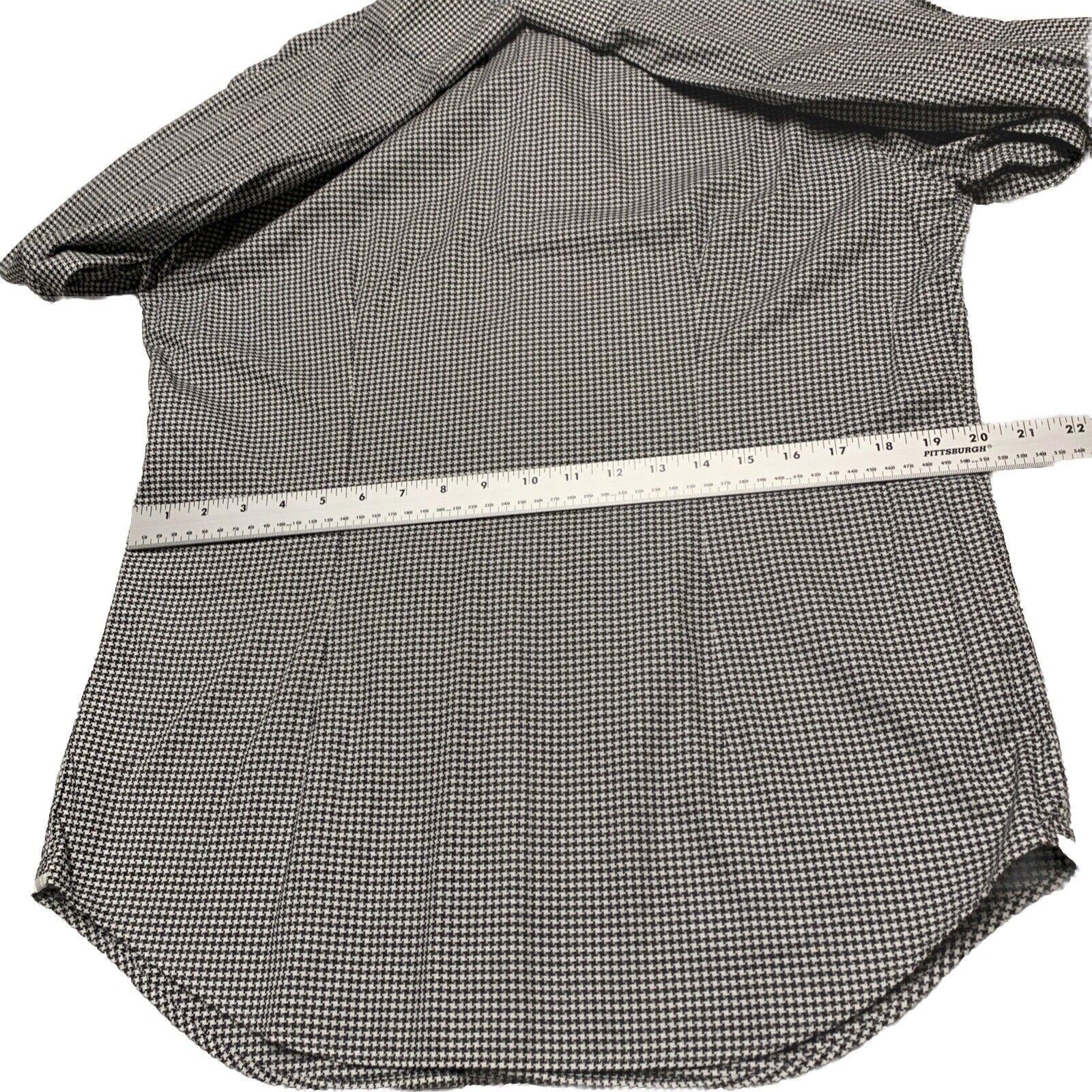 Saks Fifth Avenue Men Shirt 16 1/2 Gray Houndstooth Print Long Sleeve Button Up