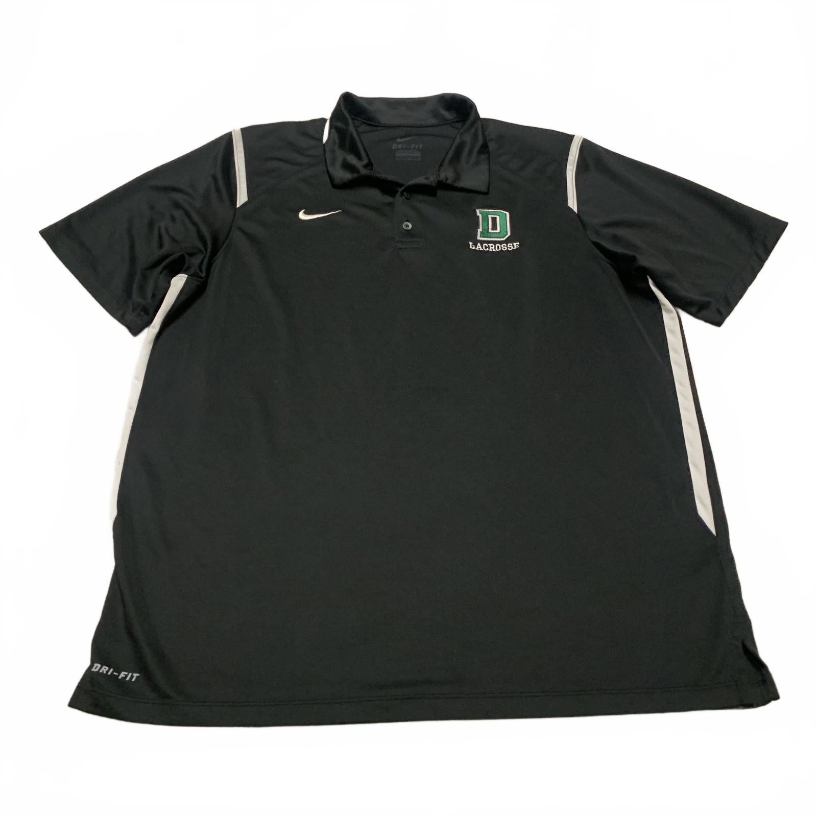 Nike DRI-FIT Mens Sz Large Black Lacrosse Polo Black