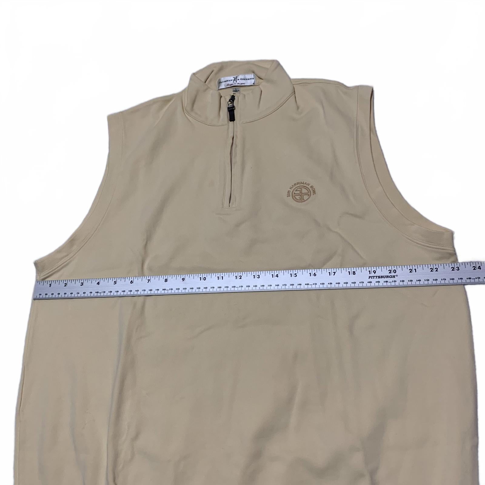 Fairway & Greene Men's Size L Beige Yellow Sleeveless Vest Zip Pima Cotton Peru