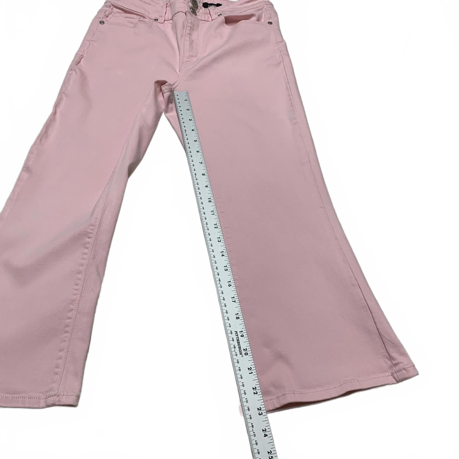 Susan Graver Women's Size 10 Pink Flare Soft Denim Jeans 29.5 x 23L Actual
