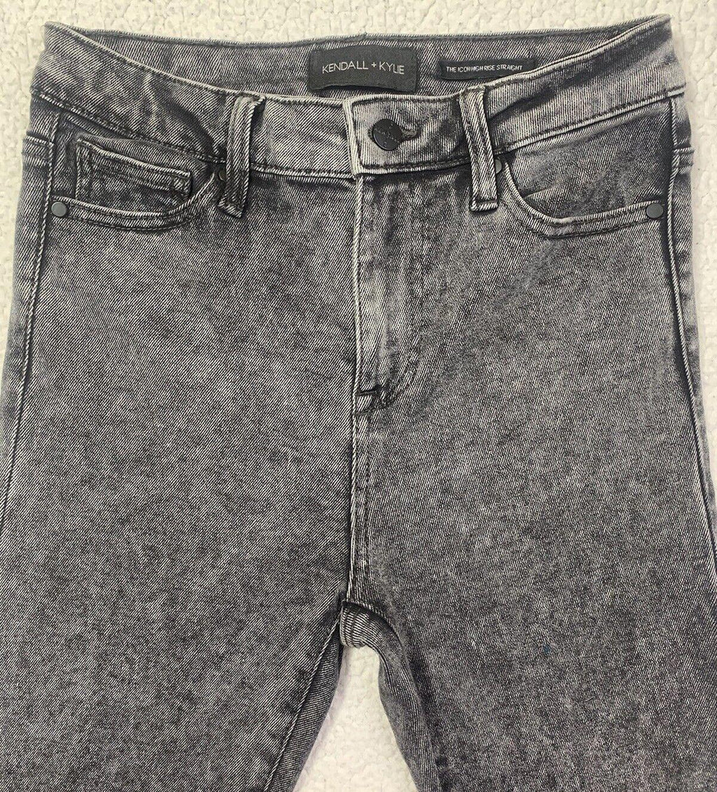 Kendall + Kylie Girl's Jeans Sz 3/27 Black  The Icon High Rise Boo Wash Fray Hem