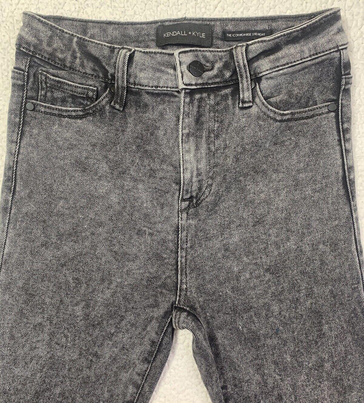 Kendall + Kylie Girl's Jeans Sz 3/27 Black  The Icon High Rise Boo Wash Fray Hem