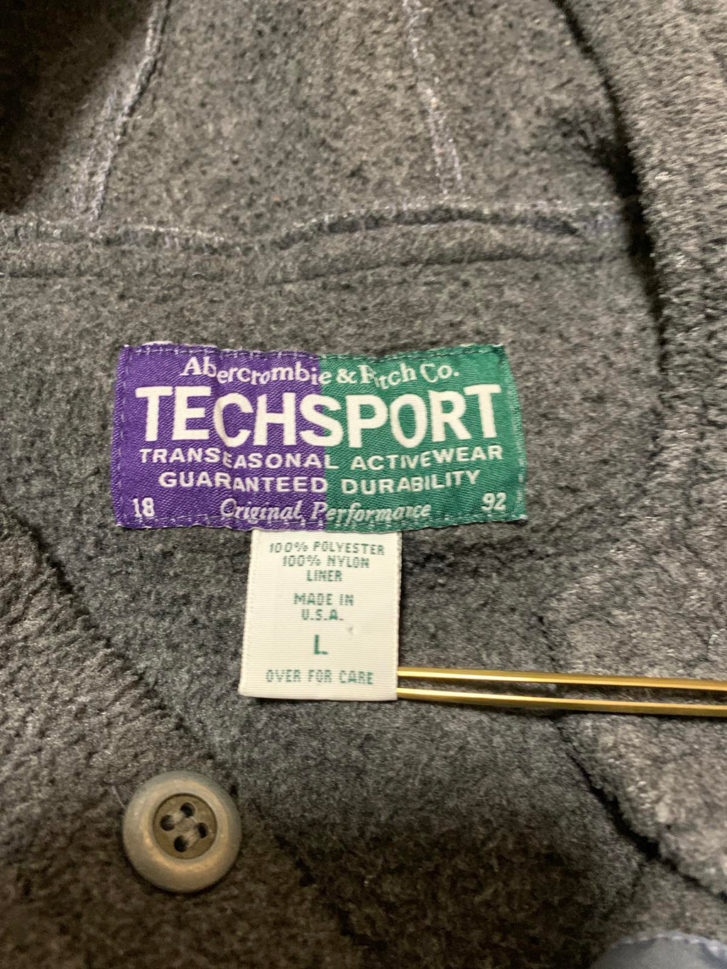 Vintage Abercrombie & Fitch Techsport Men's L Activewear Fleece Hoodie Jacket