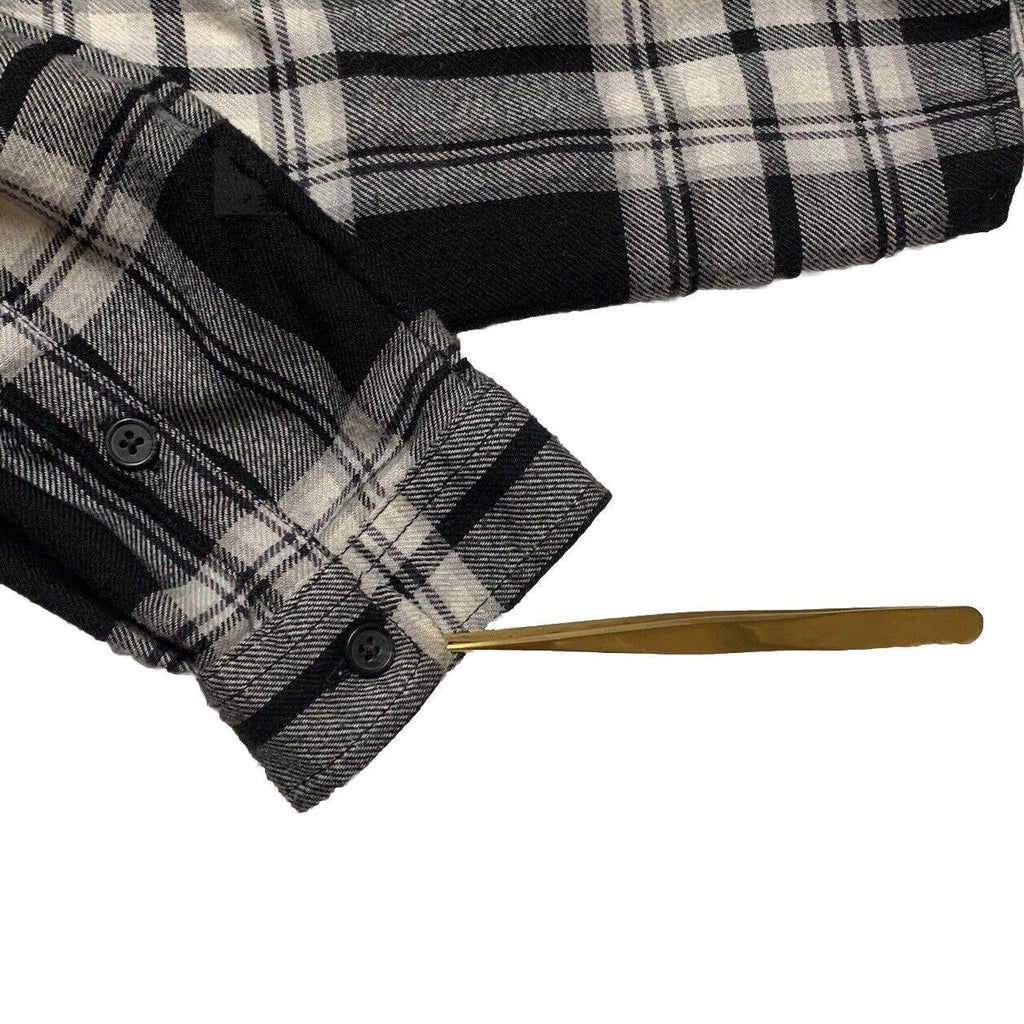 American Eagle Plaid Flannel Tunic Size Small Black White Pin Tuck Jegging Fit M