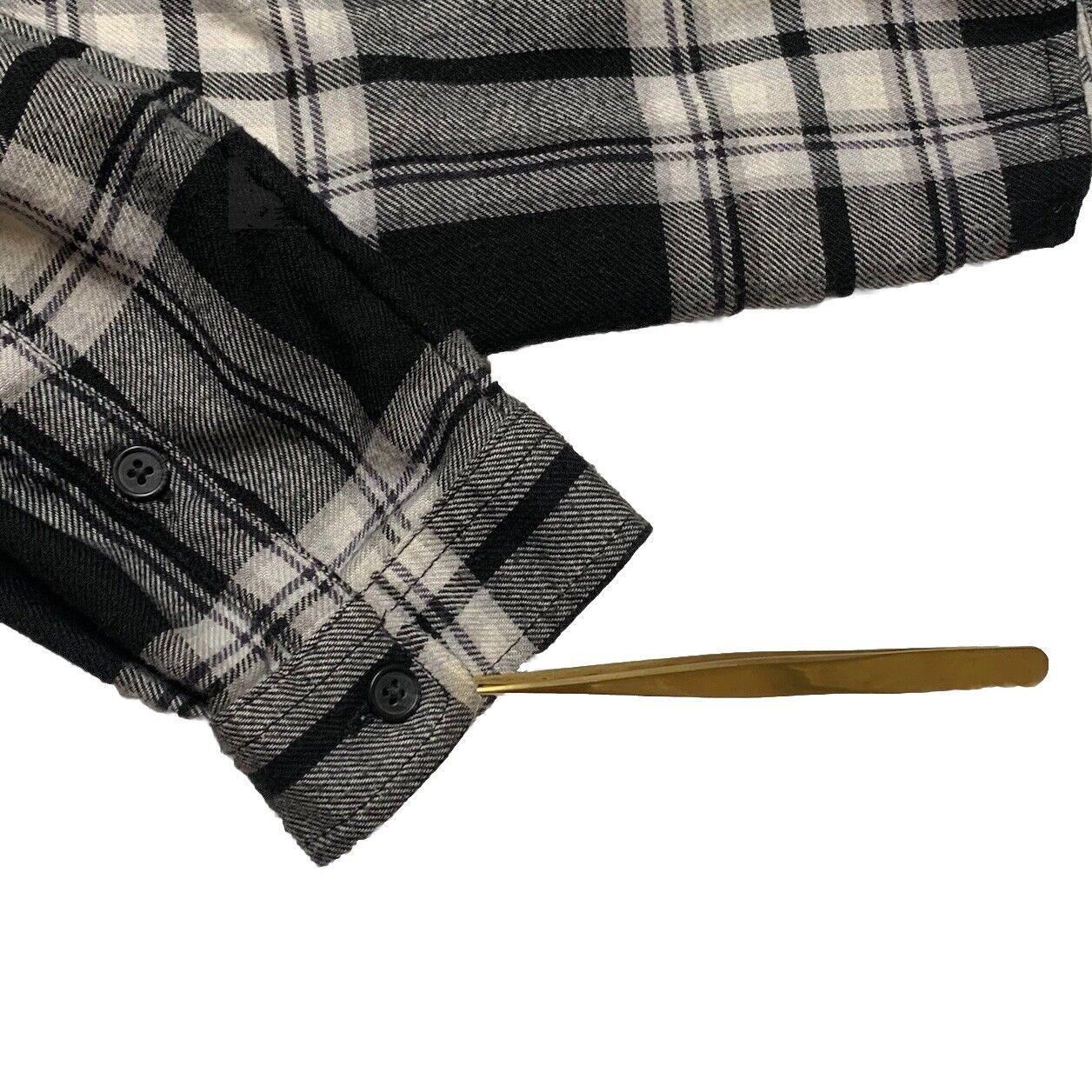 American Eagle Plaid Flannel Tunic Size Small Black White Pin Tuck Jegging Fit M