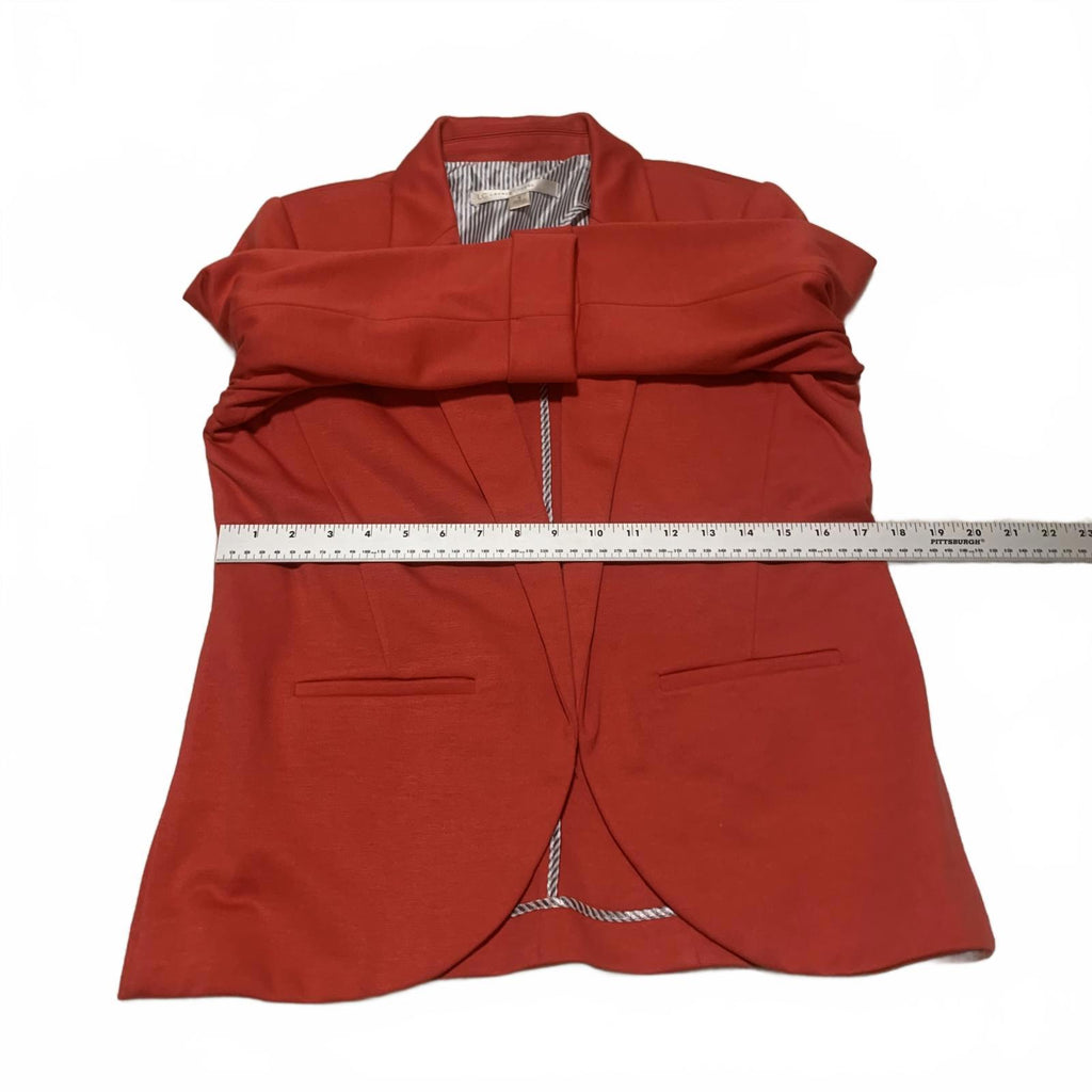 LC Lauren Conrad Women's Red Blazer Size 8 Open Front 3/4 Sleeve Stretch Jacket