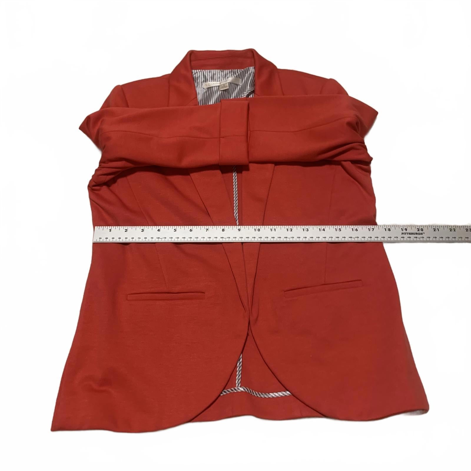 LC Lauren Conrad Women's Red Blazer Size 8 Open Front 3/4 Sleeve Stretch Jacket