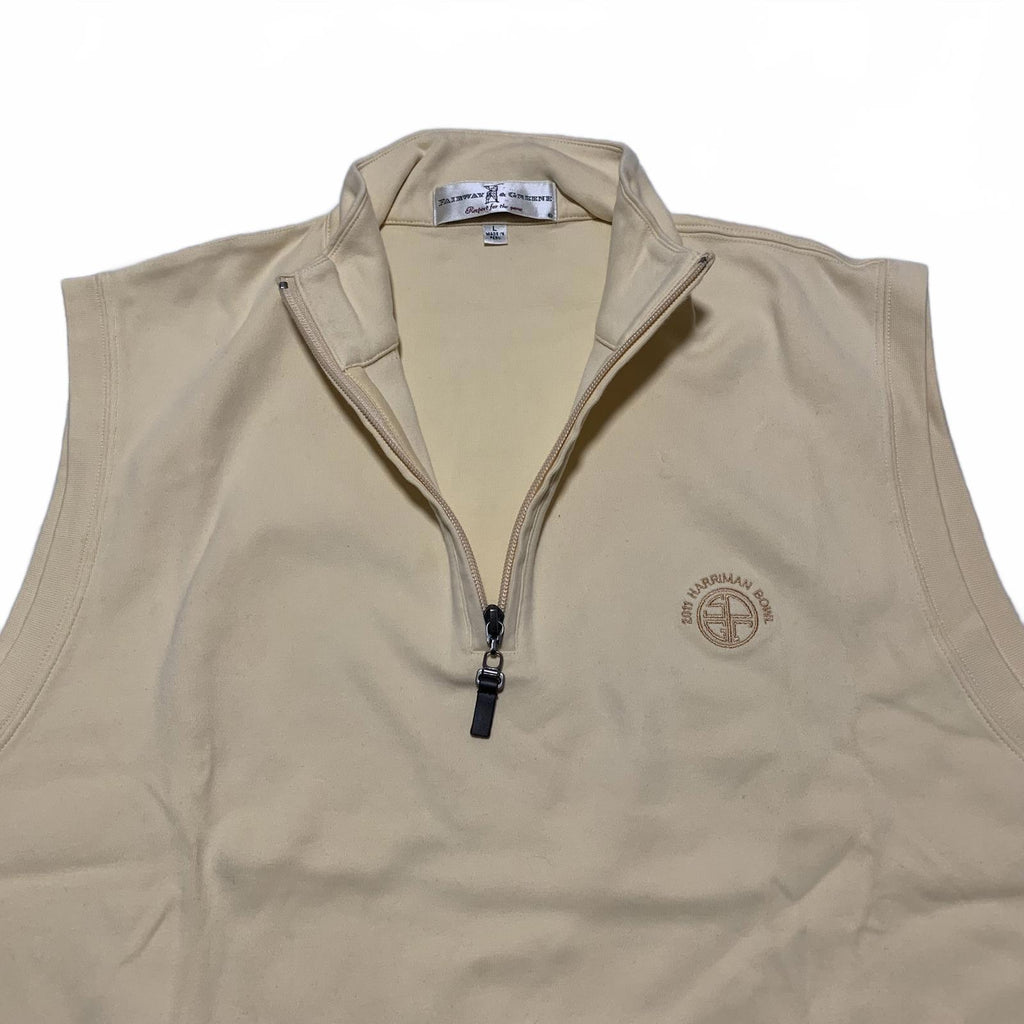 Fairway & Greene Men's Size L Beige Yellow Sleeveless Vest Zip Pima Cotton Peru