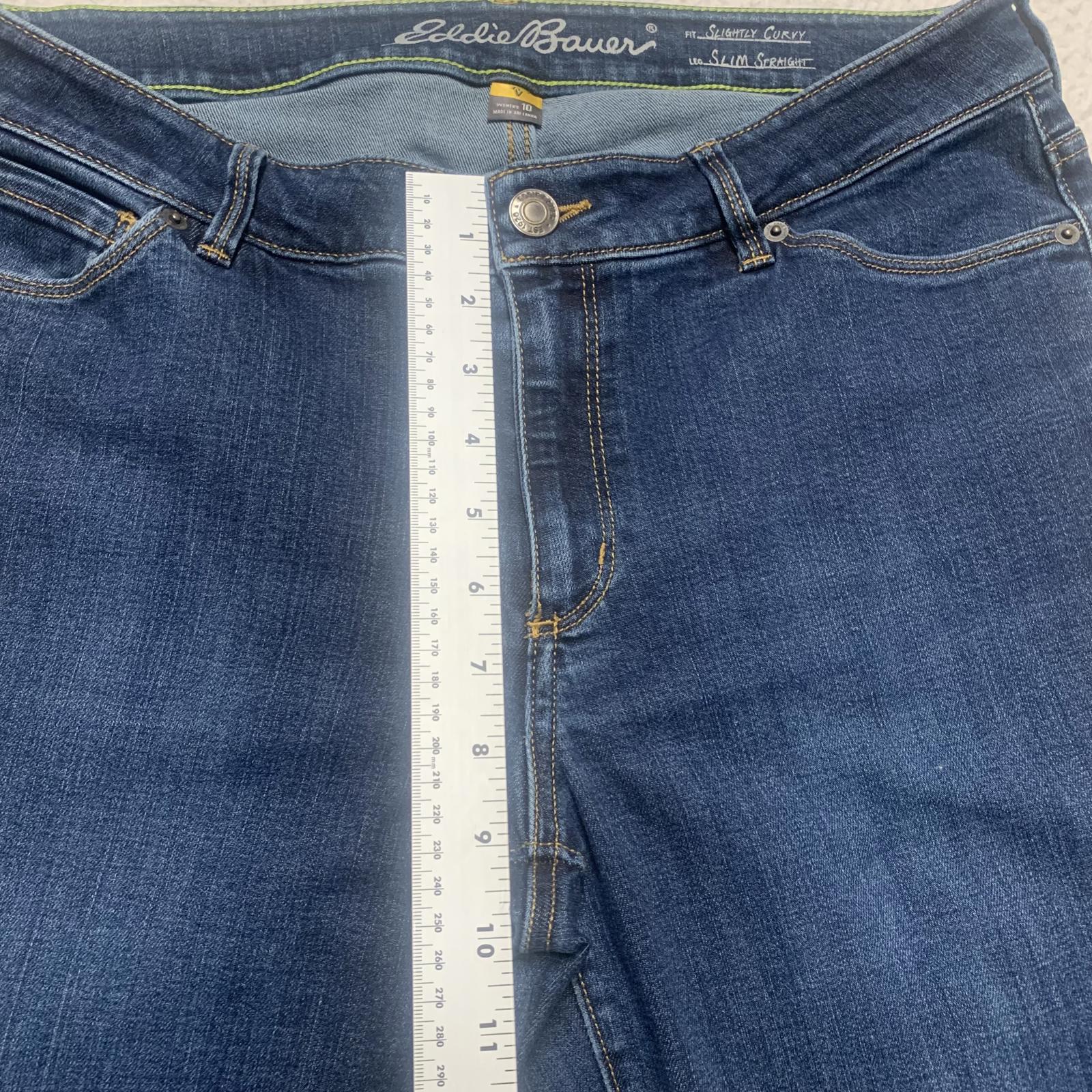 Eddie Bauer Womens Size 10 Dark Wash Blue Slim Straight Curvy Jeans W31 X 29.5L