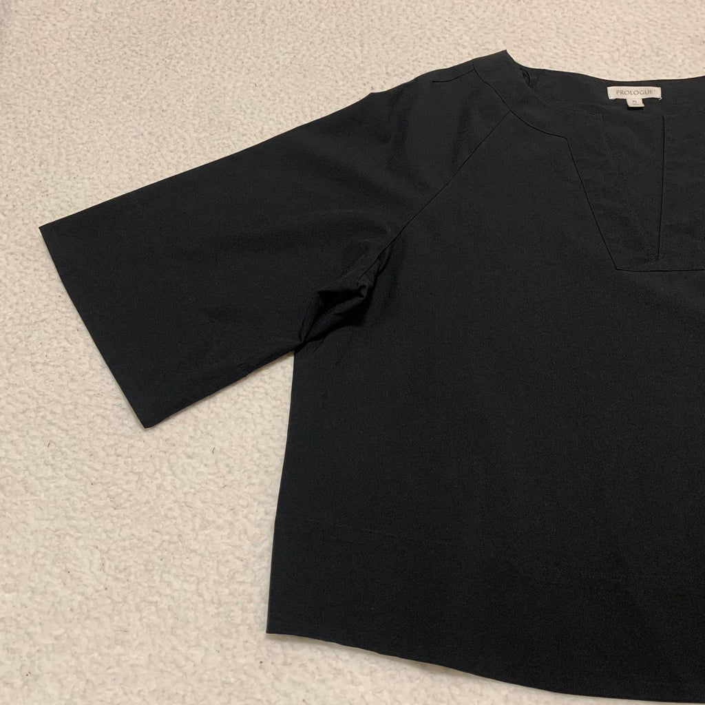Prologue Women's Size X Large Black V-Neck Crop Top Minimalist Oversized