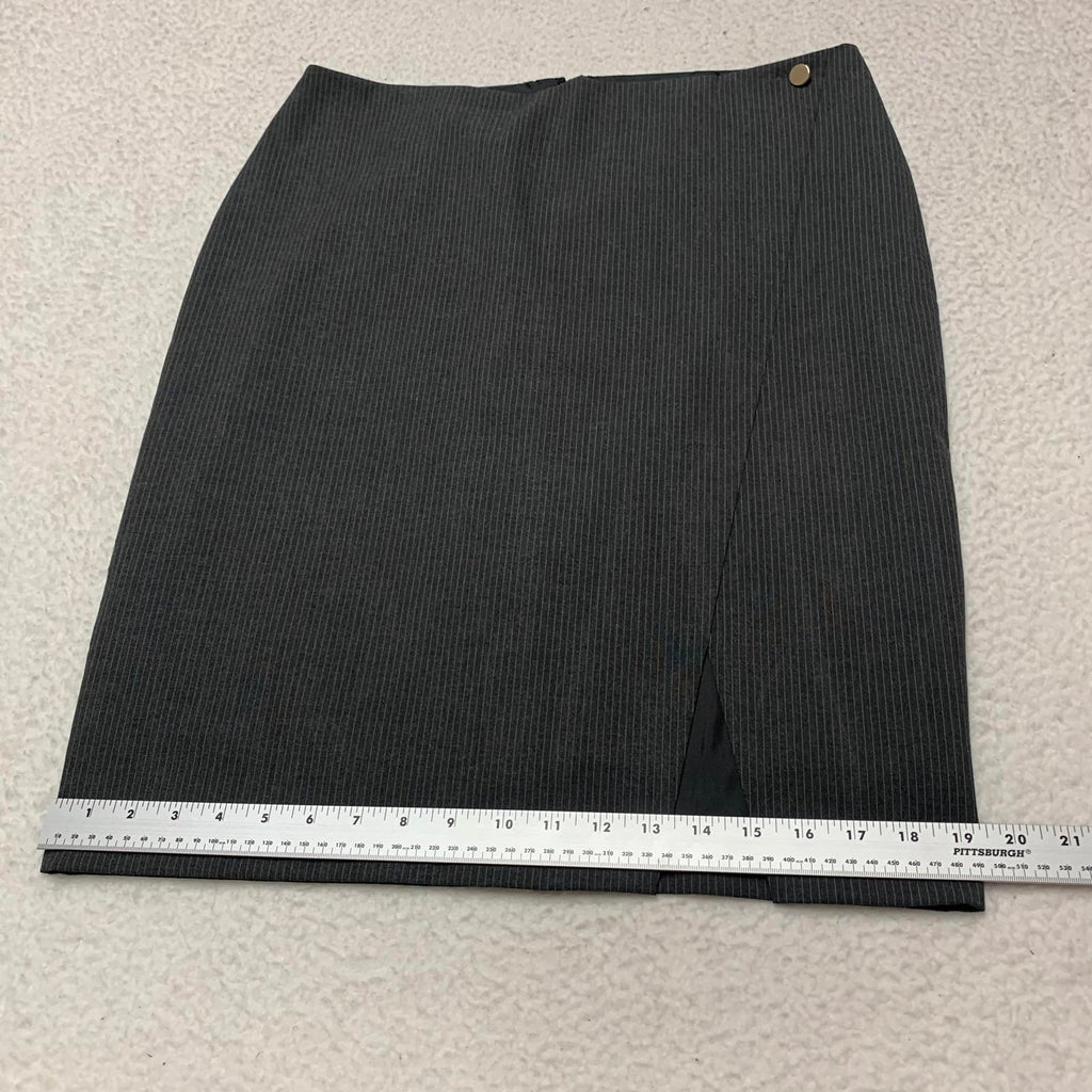 Vintage Marc New York Marc Andrew Womens Sz 12 Gray Pinstriped Skirt Side Slit