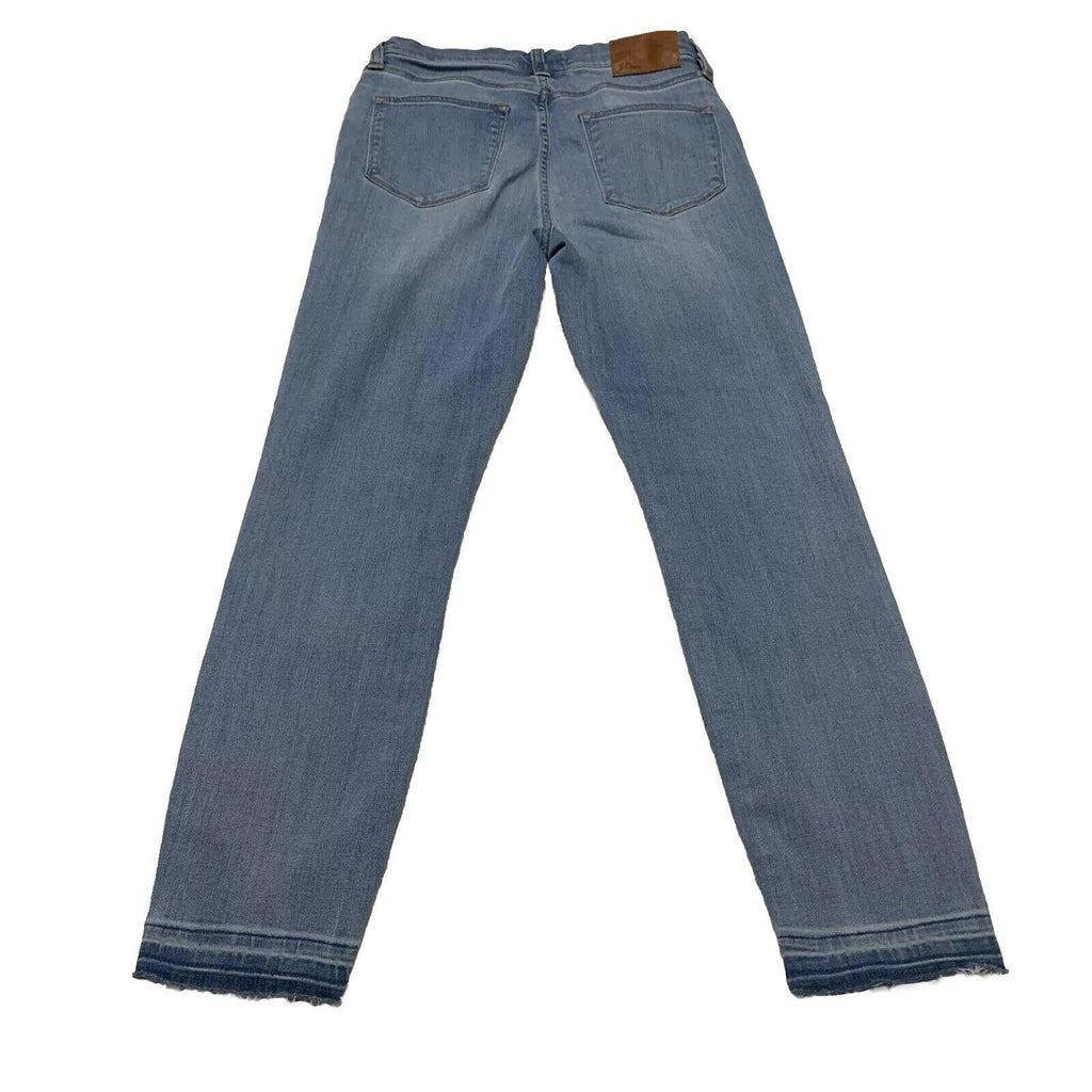 J. Crew Women's Jeans Size 27 Blue Light Wash Denim Skinny Crop Distress Raw Hem