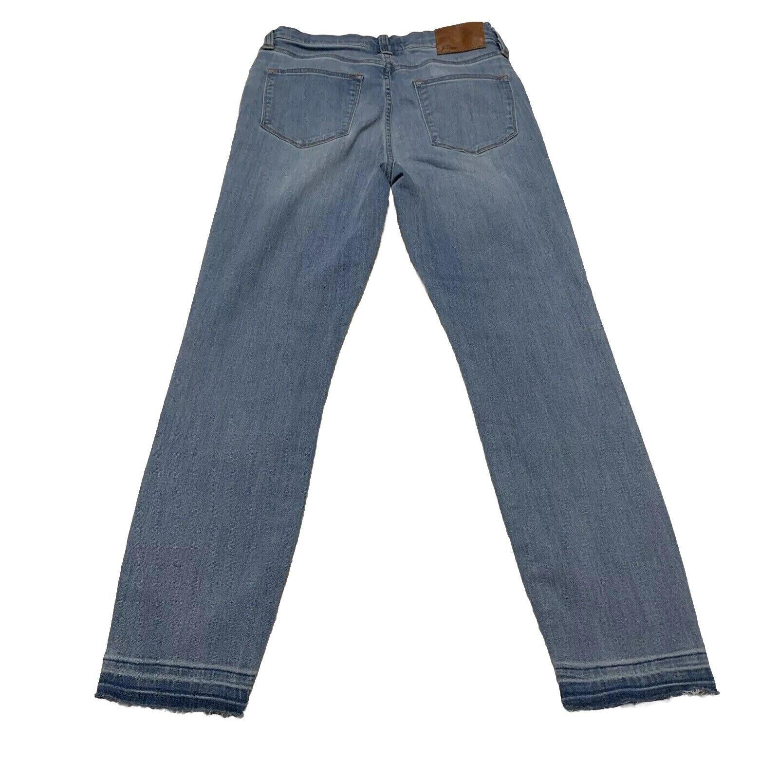 J. Crew Women's Jeans Size 27 Blue Light Wash Denim Skinny Crop Distress Raw Hem