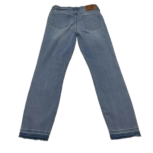 J. Crew Women's Jeans Size 27 Blue Light Wash Denim Skinny Crop Distress Raw Hem