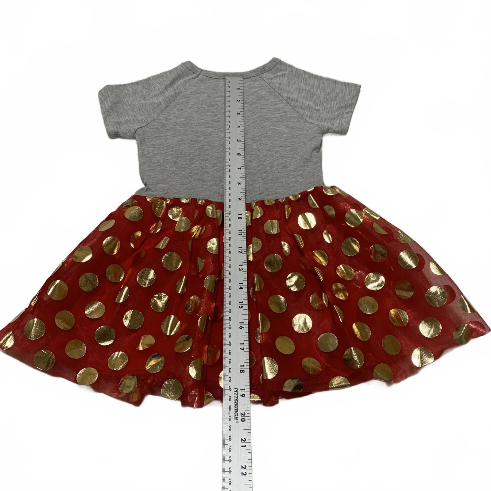 Disney Minnie Mouse Girls' Dress size 3T Red Gold Polka Dot TuTu Skirt