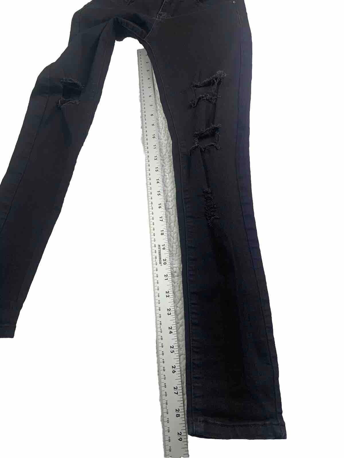 Monkey Ride Jeans Juniors Sz 3/29 Black Skinny  Distressed