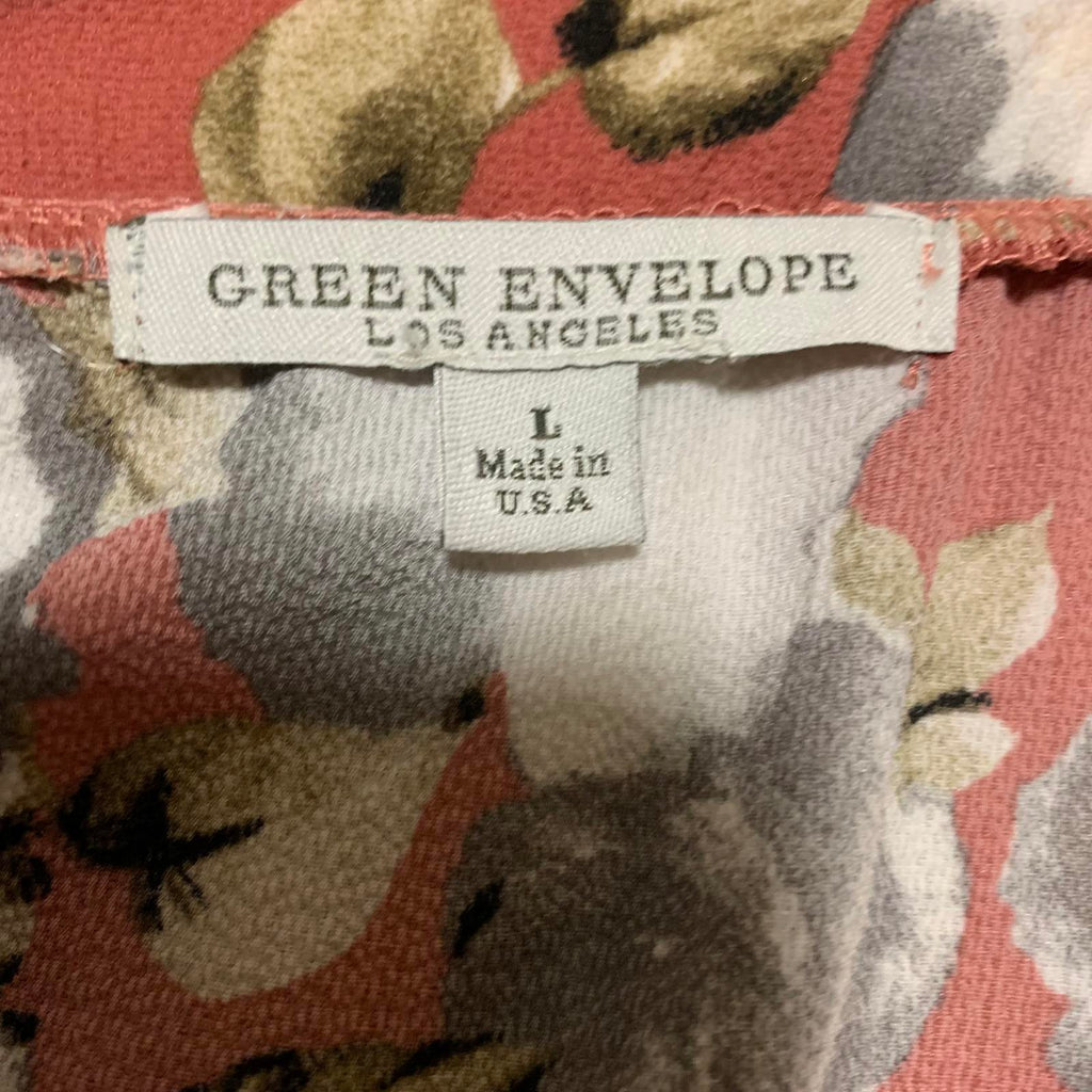 Green Envelope Los Angeles Women's Size L Floral Ruffle Hem Skirt Made USA