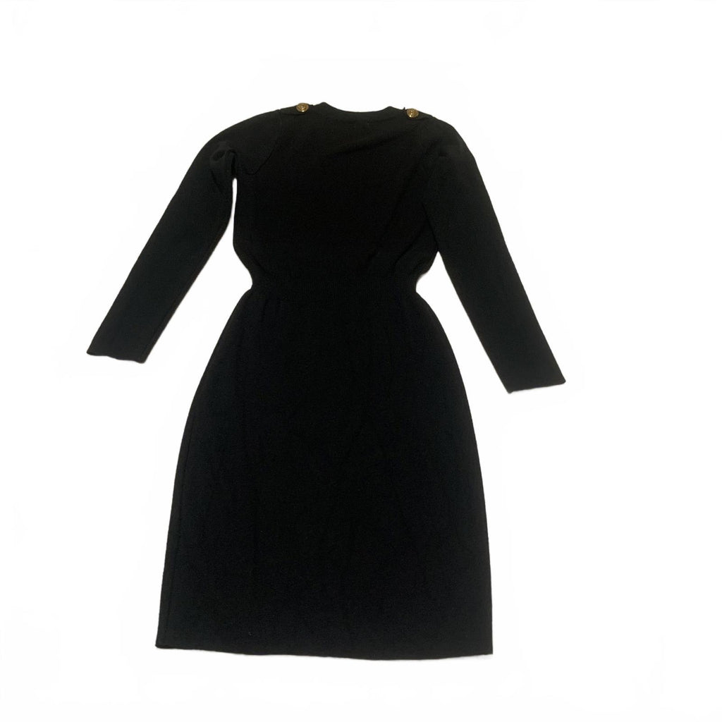 Moocci Paris Women's Size S/M Black Long Sleeve Button Front Stretch Dress