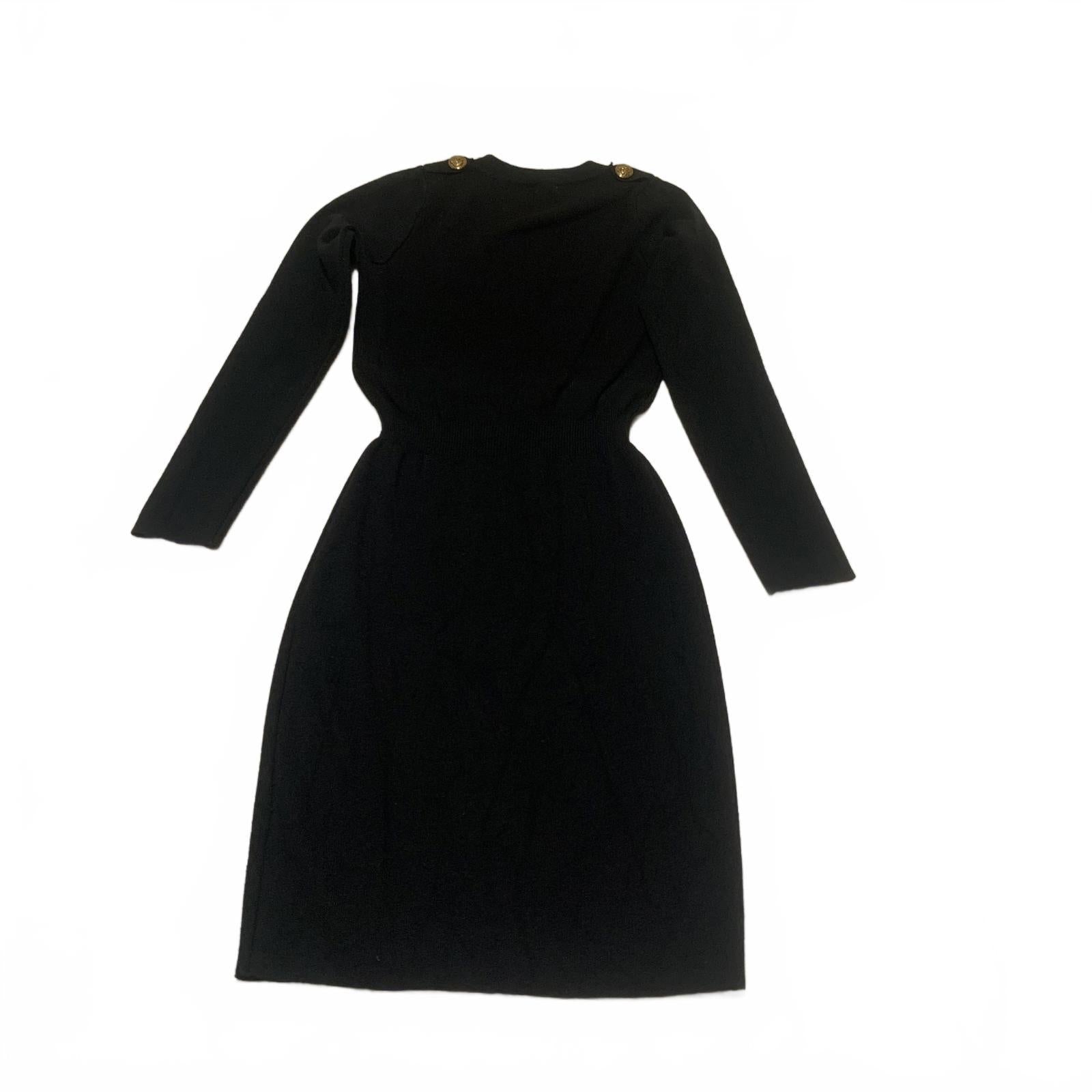 Moocci Paris Women's Size S/M Black Long Sleeve Button Front Stretch Dress