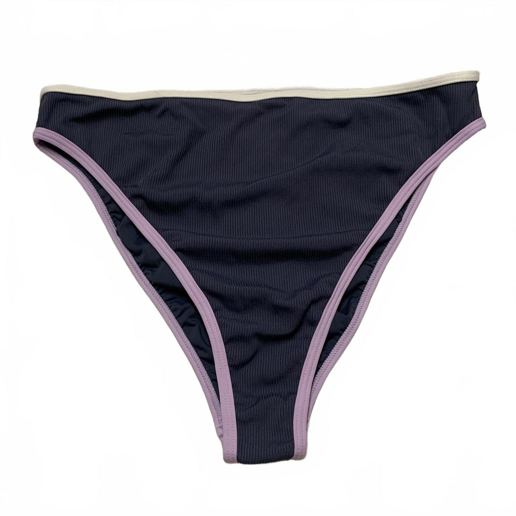 L*SPACE Women's Size XLarge Gray & Lilac Ribbed Bikini Bottoms