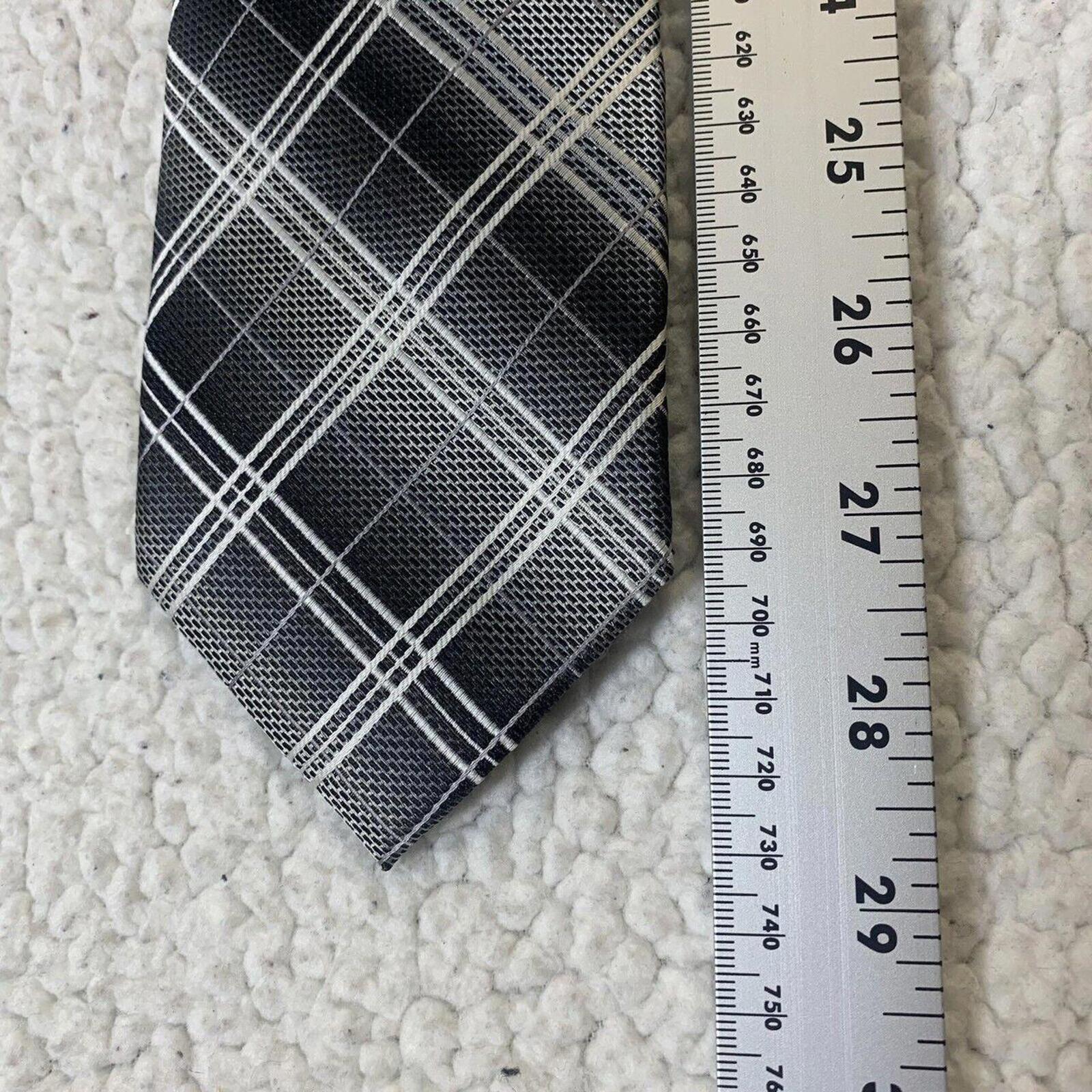 Valerio Garati Men's Plaid Tie Grey Black White