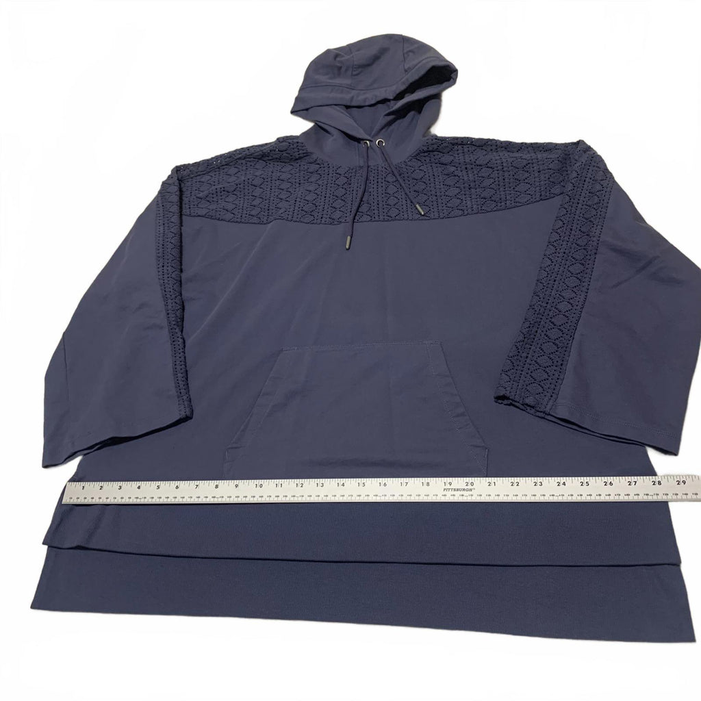 June & Vie Women's Size Large 18-20 Slate Blue Hoodie Sweatshirt Textured Detail