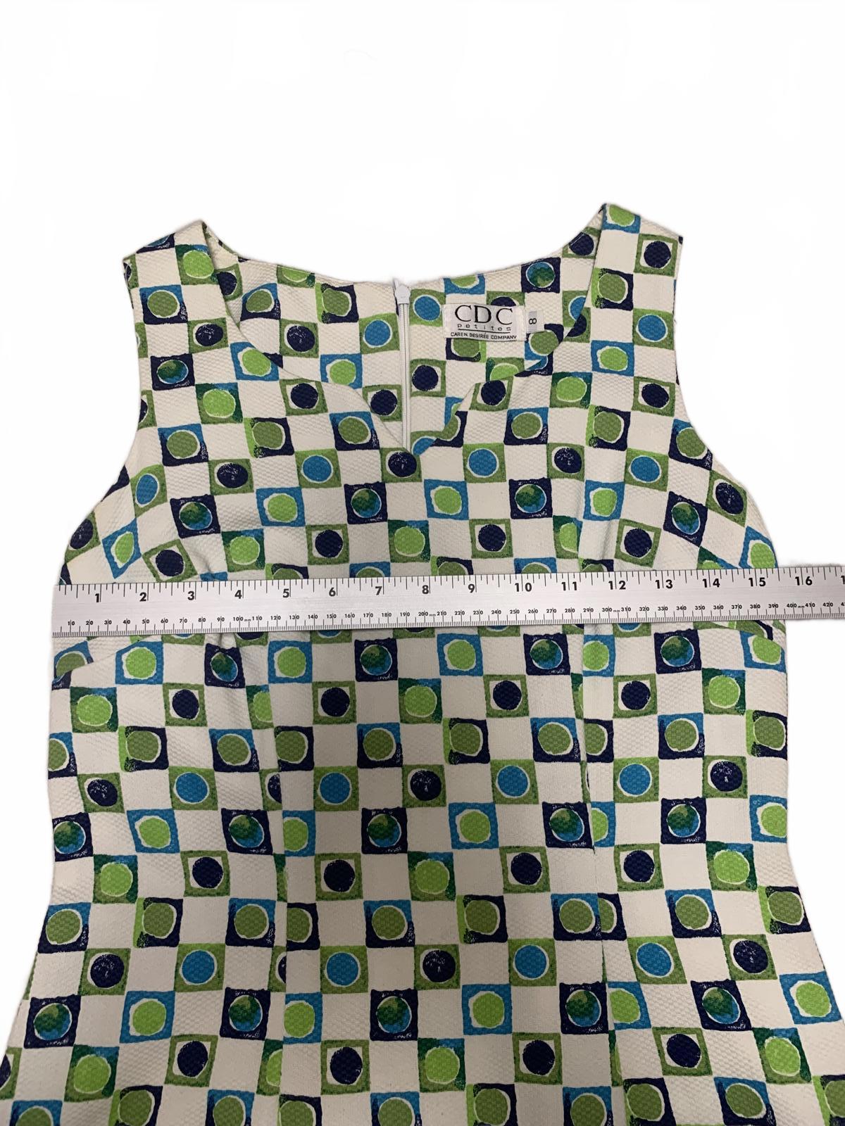 CDC Petites Geometric  Sleeveless Sz 8P A-Line Dress Summer- Ready Made in USA