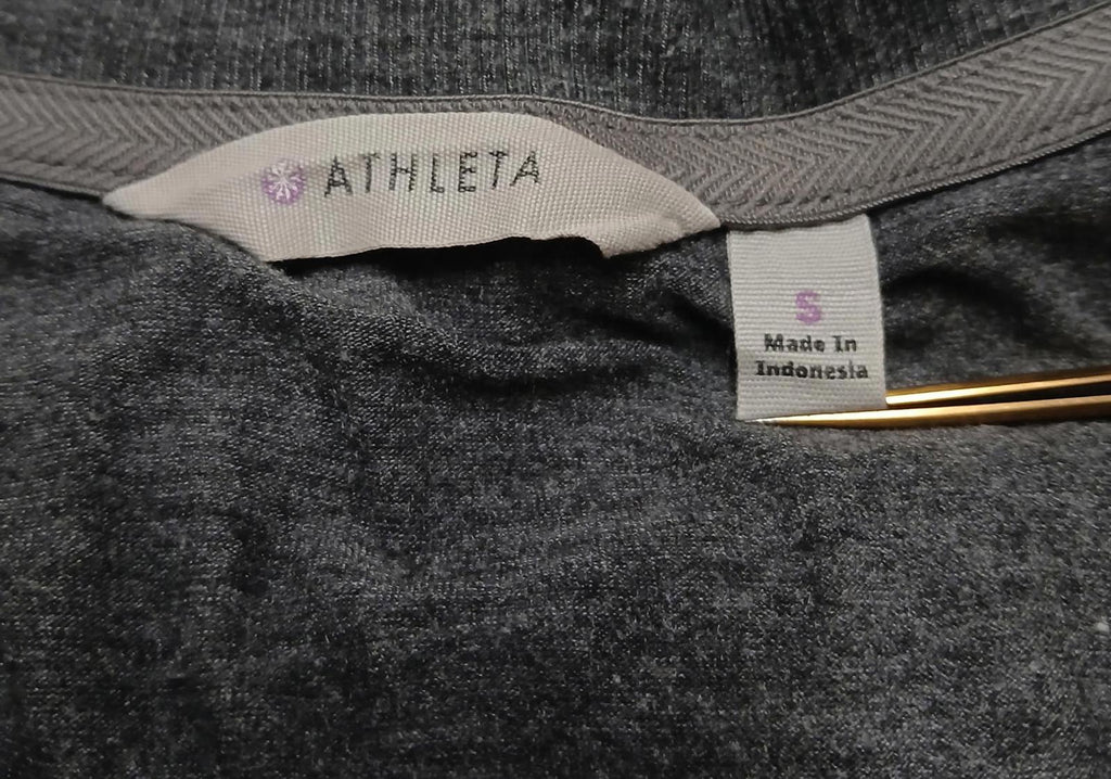 Athlete Women's Cap Sleeve Ruched Bodycon Dress Sz Small Gray V-Neck