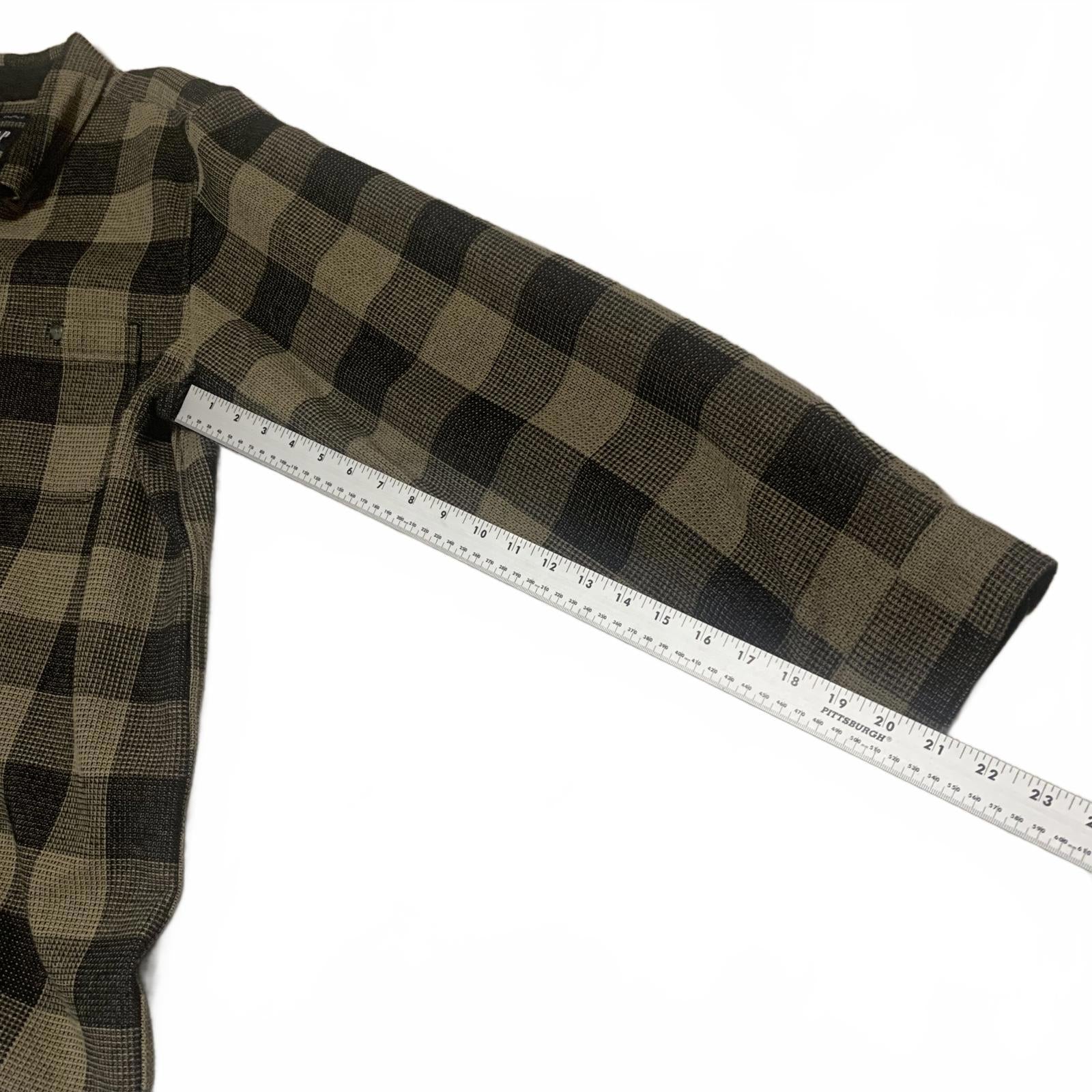 GAP Men's Size XL Tall Olive Black Buffalo Plaid Standard Fit Button-Up Shirt