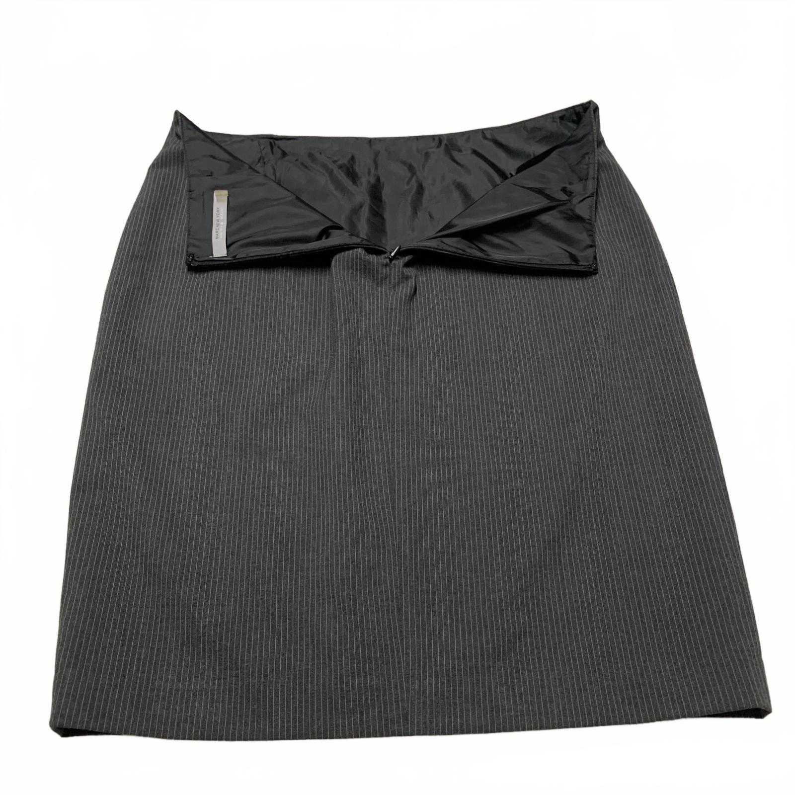 Vintage Marc New York Marc Andrew Womens Sz 12 Gray Pinstriped Skirt Side Slit