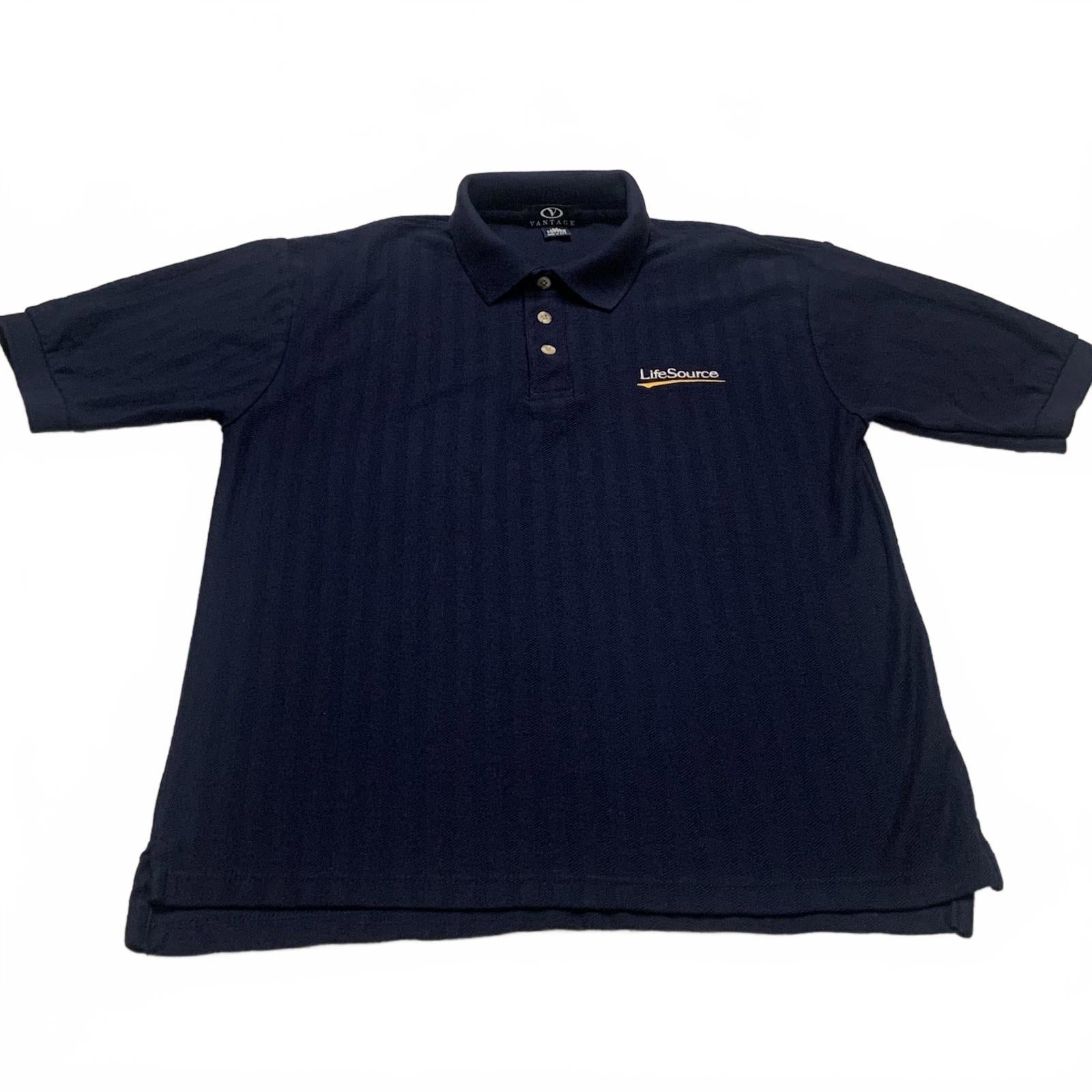 Vantage Men's Size Medium Navy Blue Polo Shirt 100% Combed Cotton