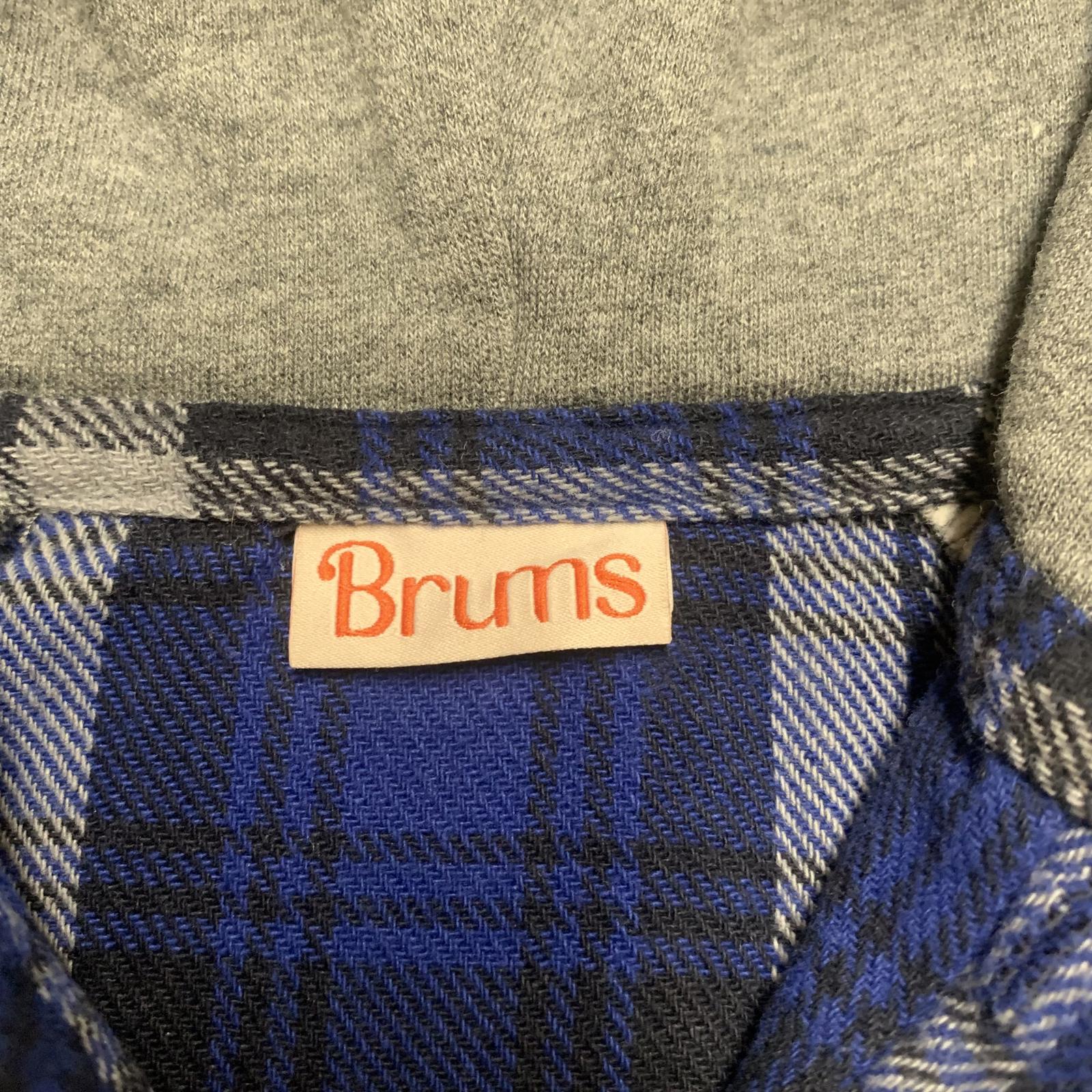 Brums Boys Size 5 Gray Blue Flannel Hooded Shirt Jacket Cotton