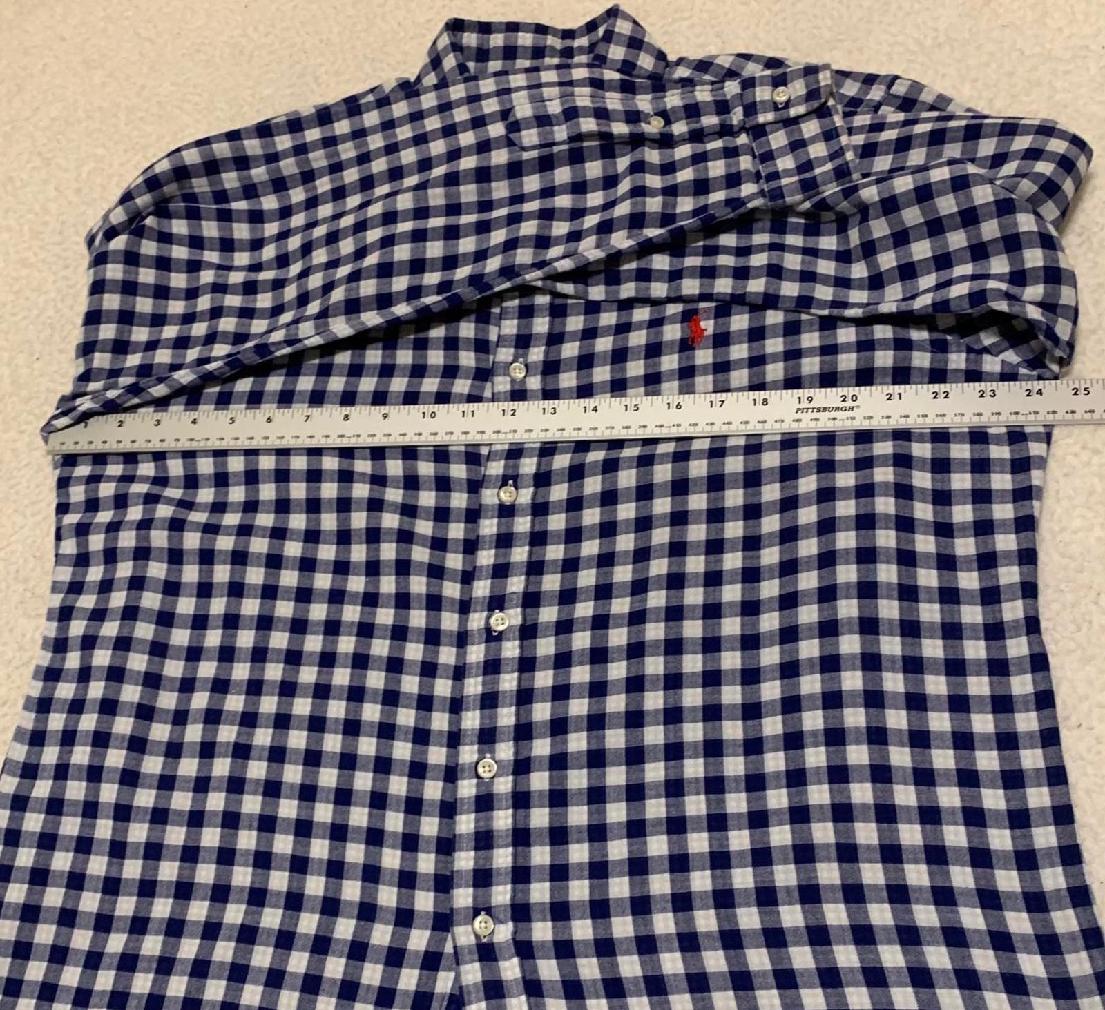 Ralph Lauren Men's Shirt Size L  Blue White Checkered Casual Button Long Sleeve