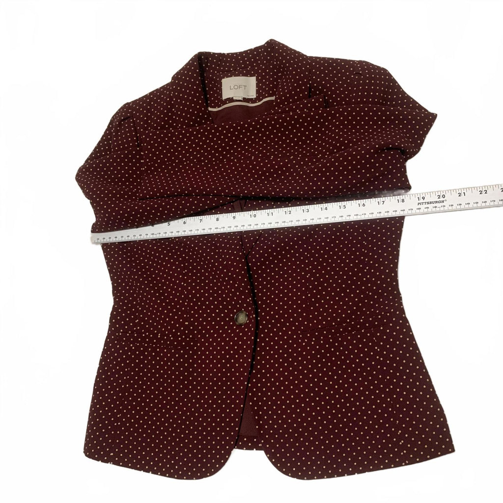 Women's Burgundy Polka Dot Blazer | LOFT Ann Taylor Petite Size S | Professional Work Jacket
