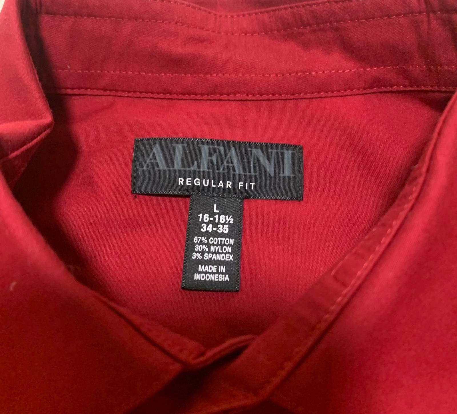 Alfani Men's L 16-16.5 Red Long Sleeve Dress Shirt