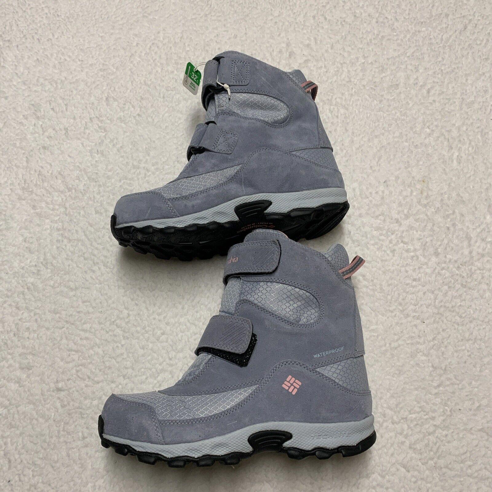 Columbia Youth Snow Boots Size 5 Waterproof Winter  Omni-Grip  Gray Pink