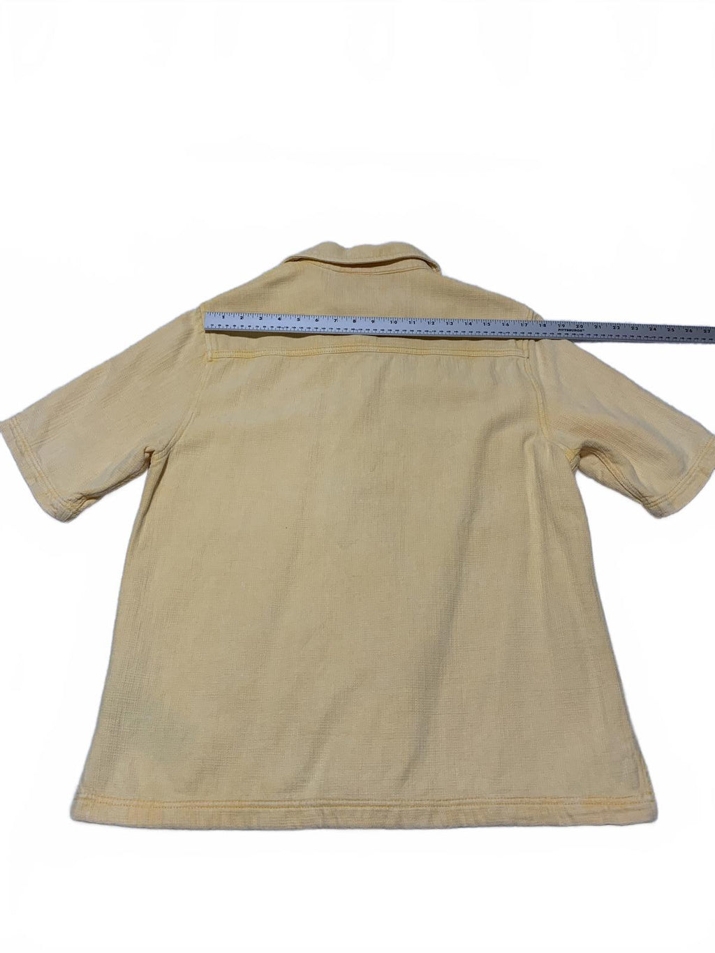 Zara Mens Size Medium Yellow Short Sleeve Button-Up Shirt