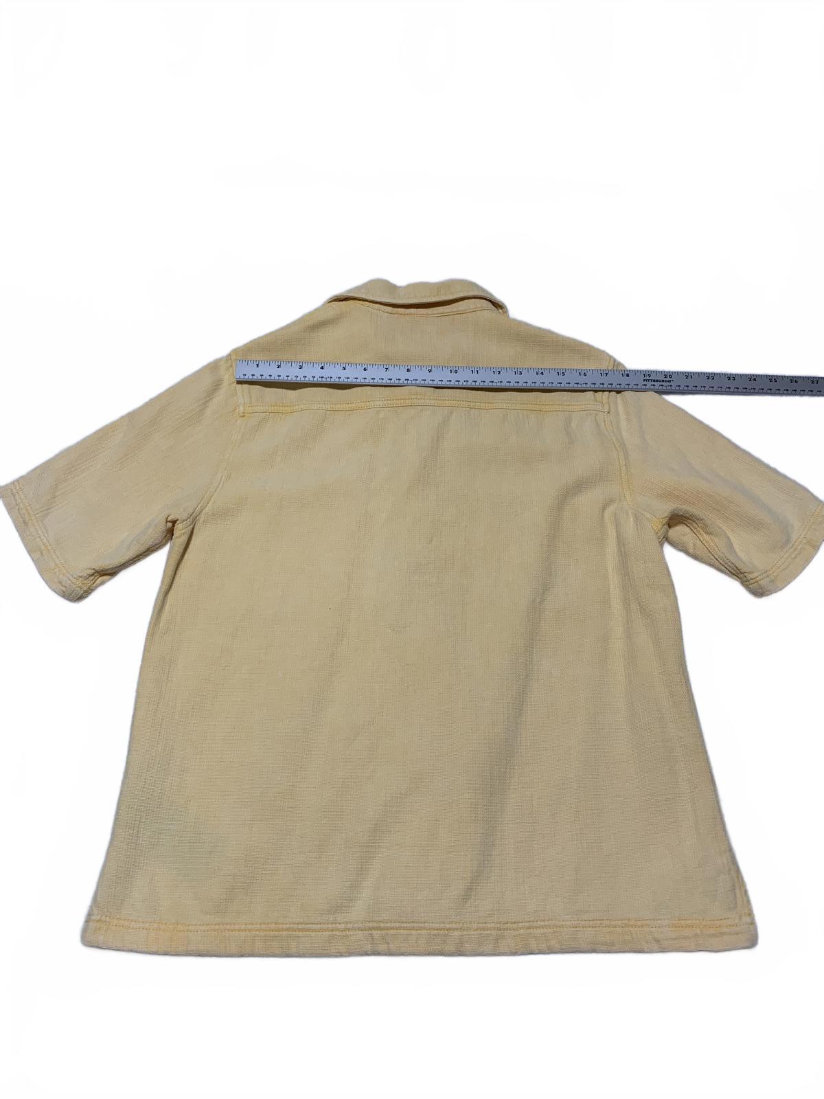 Zara Mens Size Medium Yellow Short Sleeve Button-Up Shirt