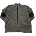 Alberto Cardinali Men's Cardigan XL Black Gray Full Zip Fleece Lined Elbow Patch