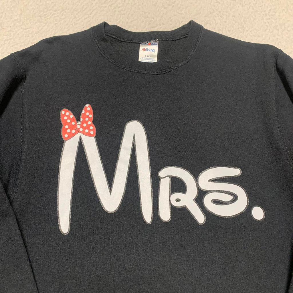 Jerzees Couples Matching Mr & Mrs Sweatshirts Small Large Black