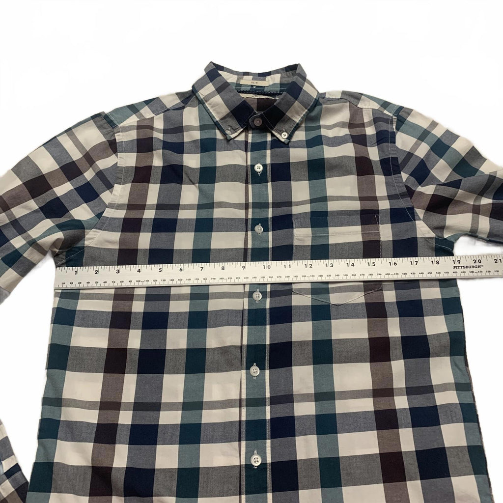 Hawker Rye Mens Size Small Blue Green Slim Fit Plaid Shirt