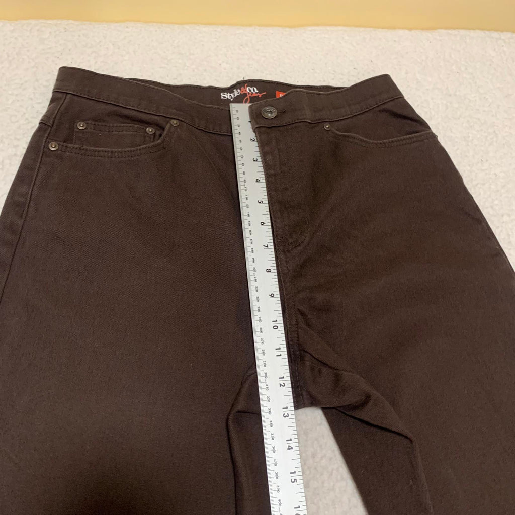 Style & Co. Women's No Size Label Easy Fit Brown Casual Pants
