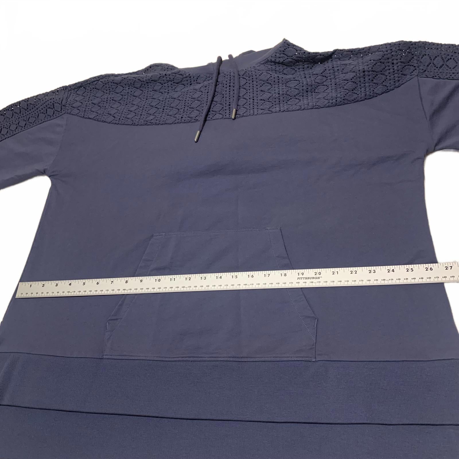 June & Vie Women's Size Large 18-20 Slate Blue Hoodie Sweatshirt Textured Detail