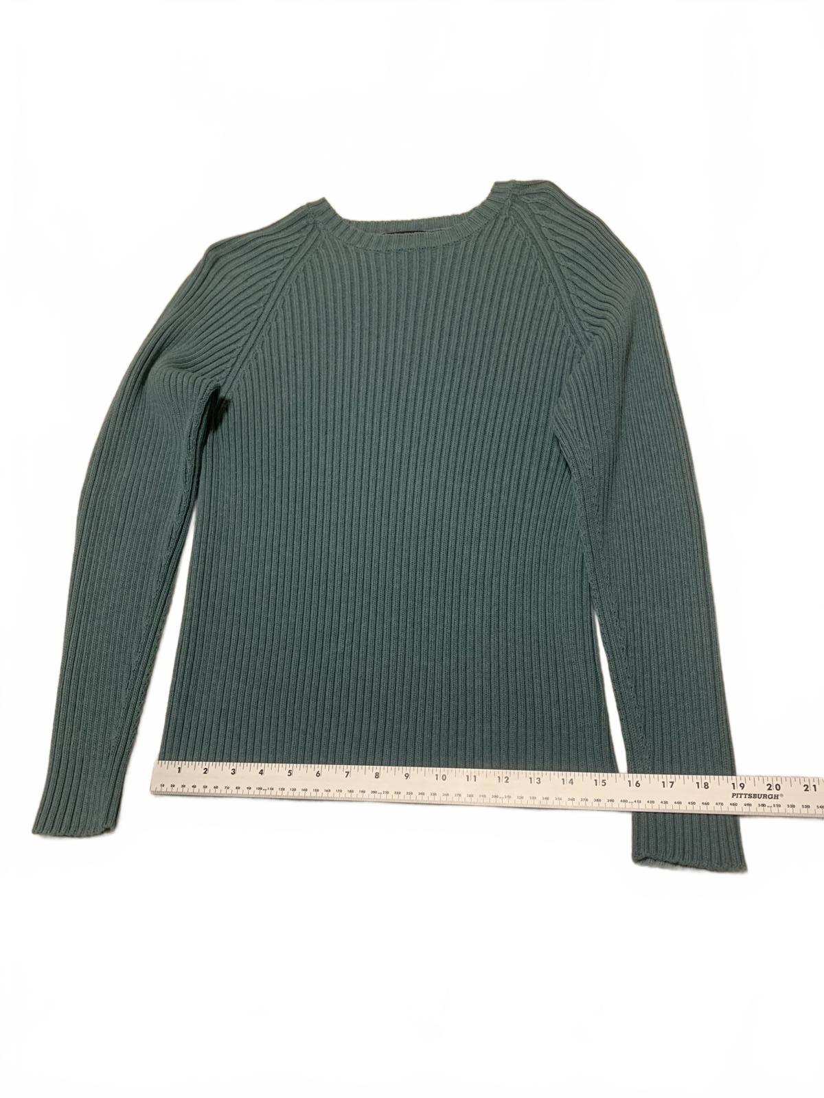 VTG 90s Lands’ End Sweater Men’s M 38 40 Green Ribbed Knit Crewneck Made in USA