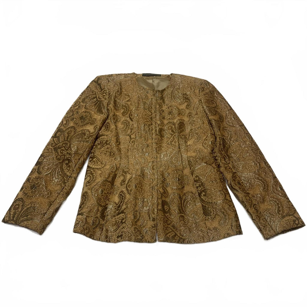Harvé Benard Women's Size M/L Quilted Zip Jacket Mustard Gold Paisley Pattern