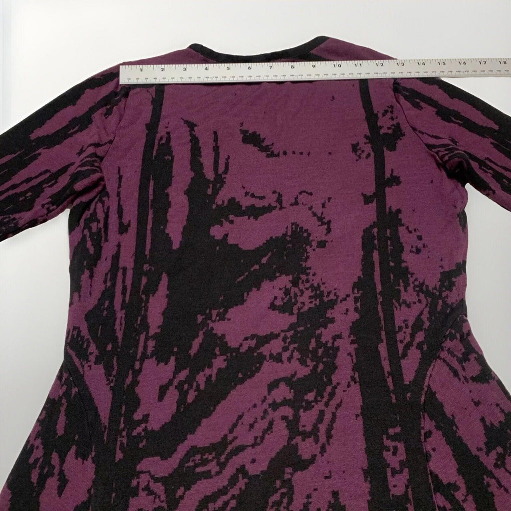 Simply Vera Vera Wang Women’s Size S Purple Black Dress Abstract 3/4 Sleeve Knee