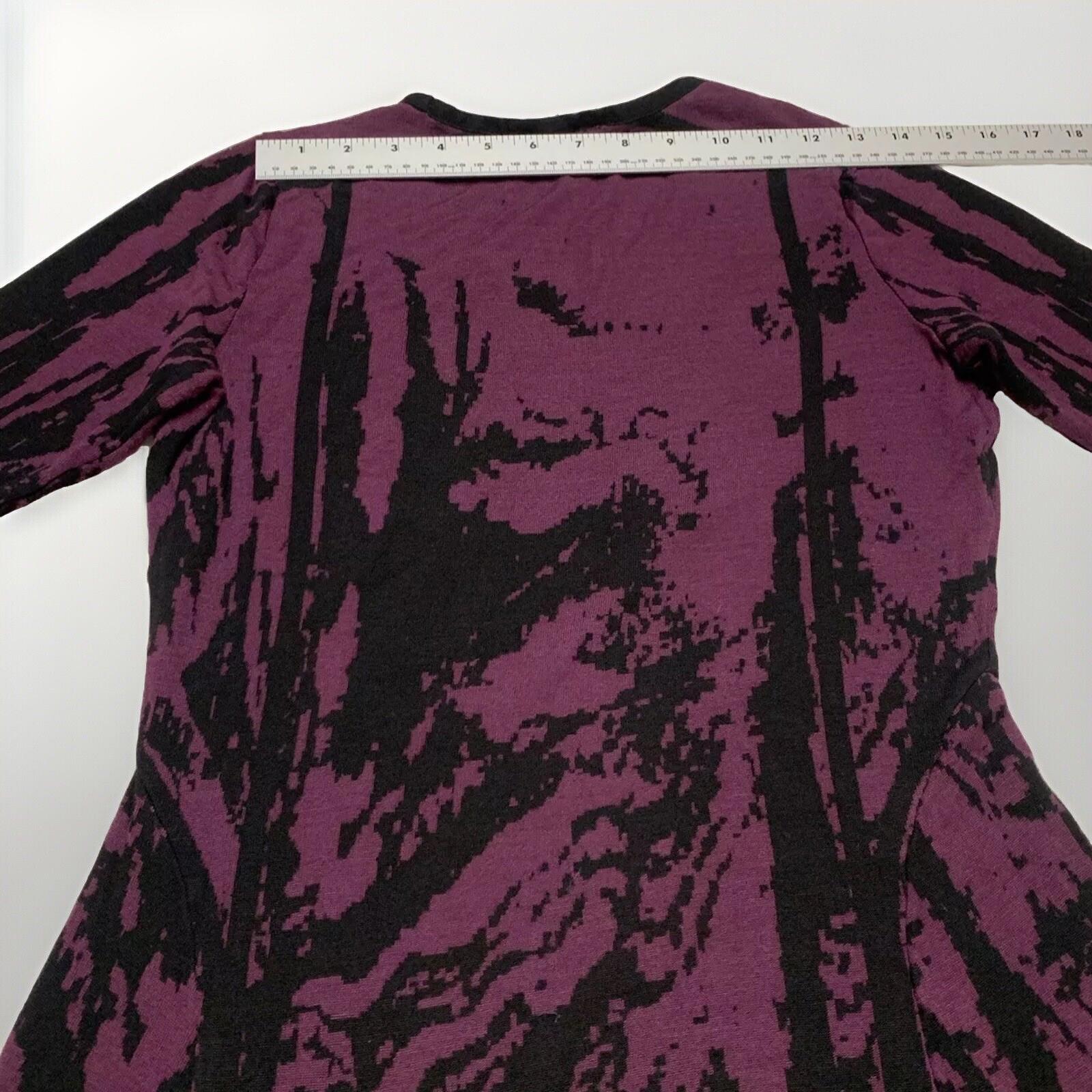 Simply Vera Vera Wang Women’s Size S Purple Black Dress Abstract 3/4 Sleeve Knee