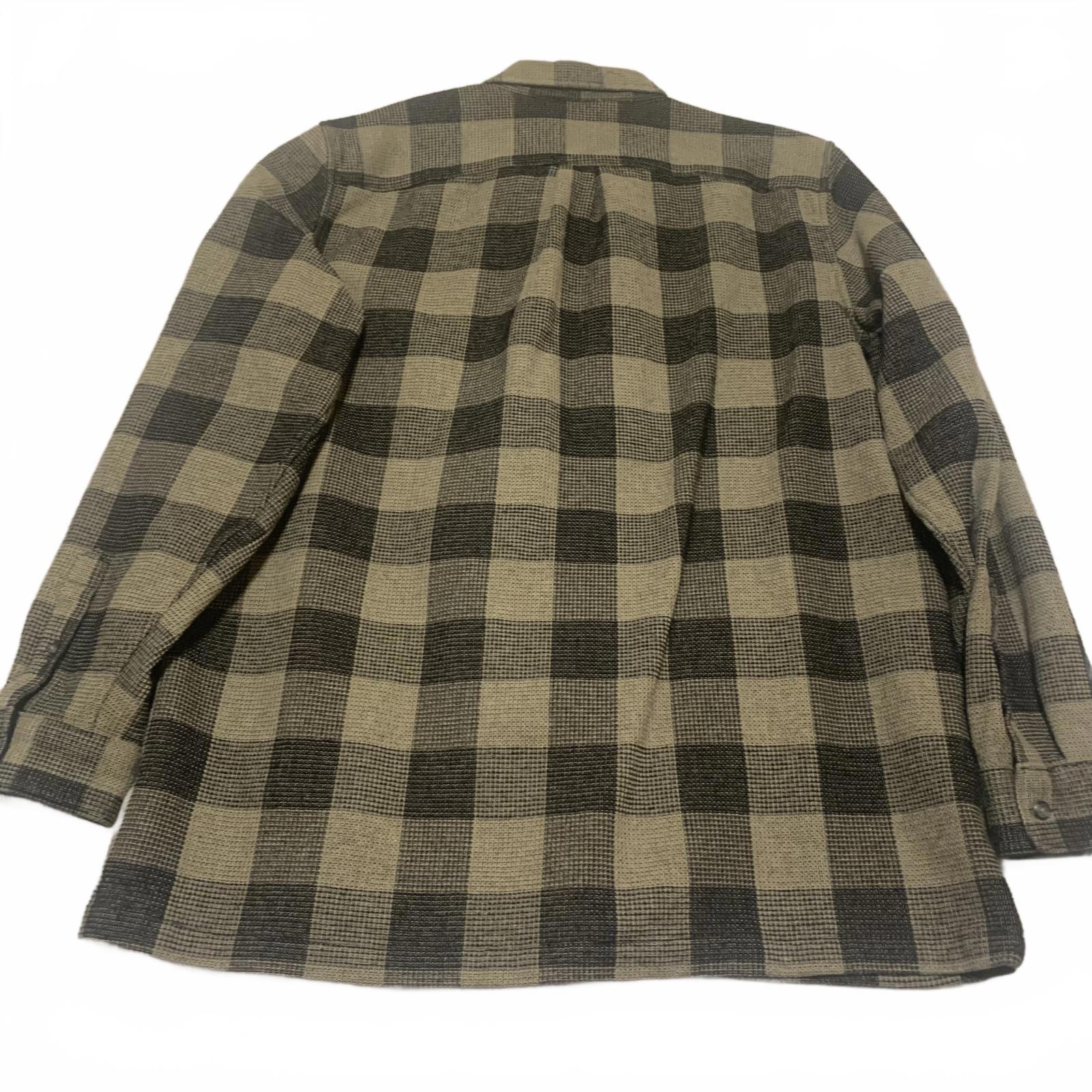 GAP Men's Size XL Tall Olive Black Buffalo Plaid Standard Fit Button-Up Shirt