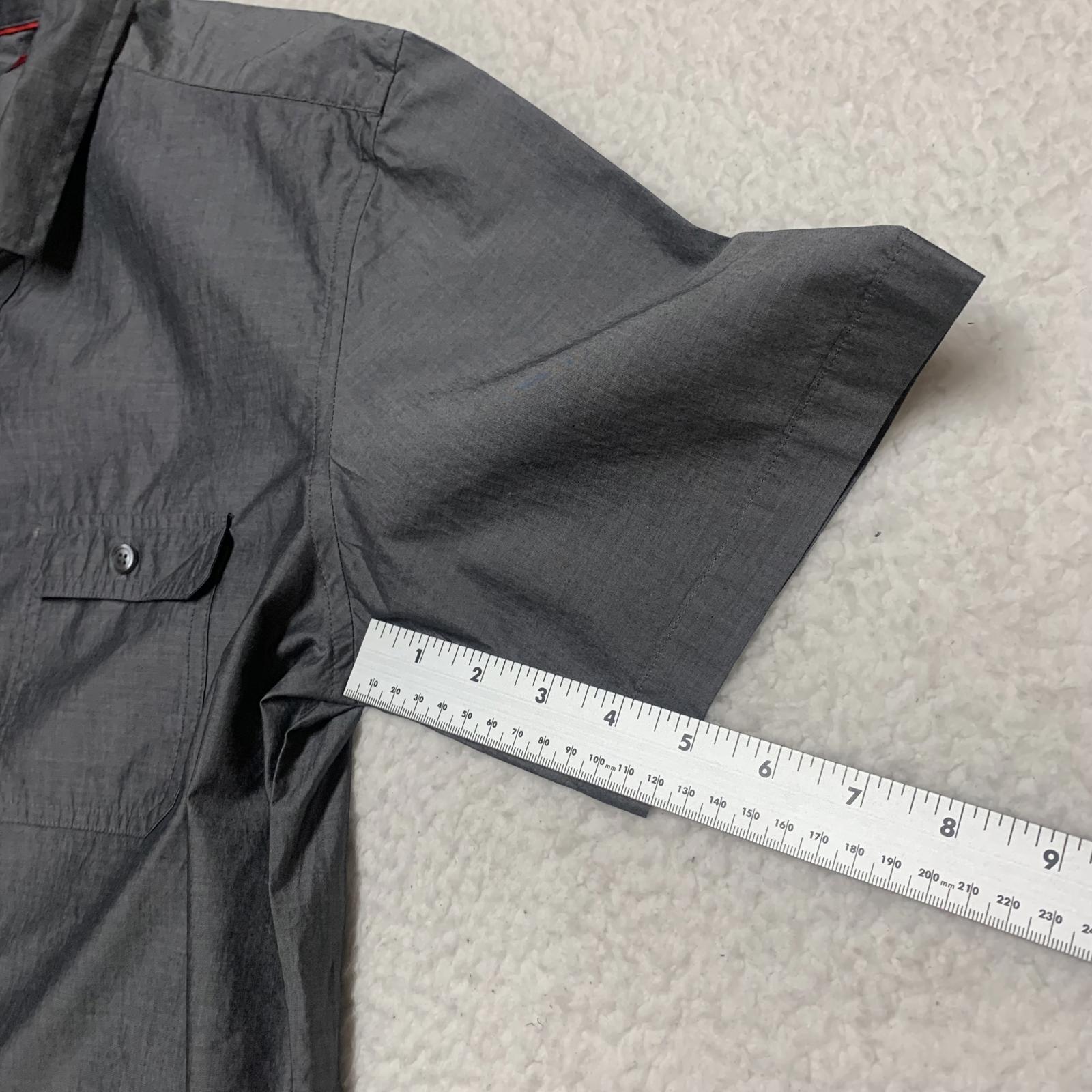 Alfani Men's Large Gray Slim Fit Short Sleeve Button-Up Shirt