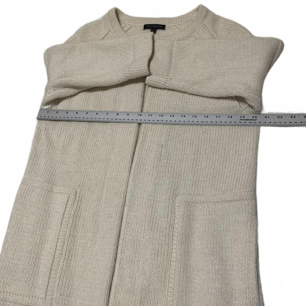 Banana Republic Women's Size L Cream Italian Yarn Cardigan Knit Long  Sweater